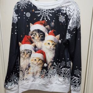 Christmas Cat Sweatshirt  Size S